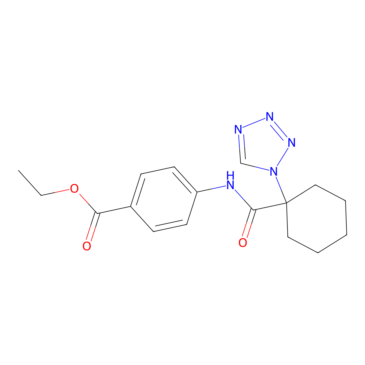 ethyl 4-({[1-(1H-tetrazol-1-yl)cyclohexyl]carbonyl}amino)benzoate molecular structure, CAS 1212240-34-0