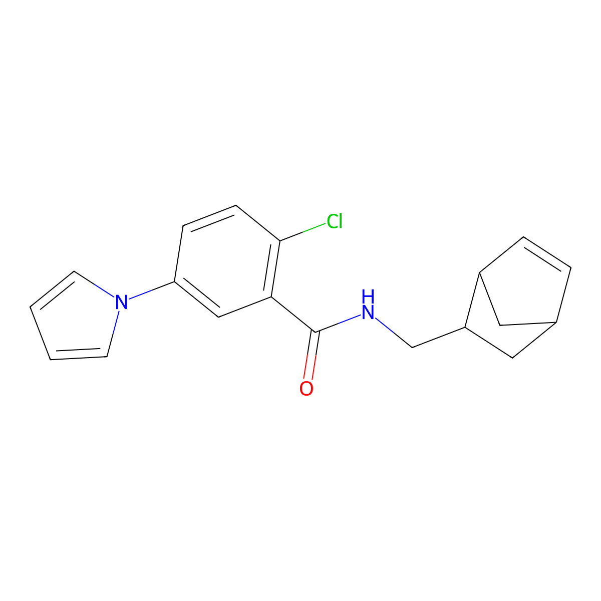 N-(bicyclo[2.2.1]hept-5-en-2-ylmethyl)-2-chloro-5-(1H-pyrrol-1-yl)benzamide molecular structure, CAS 1212240-93-1