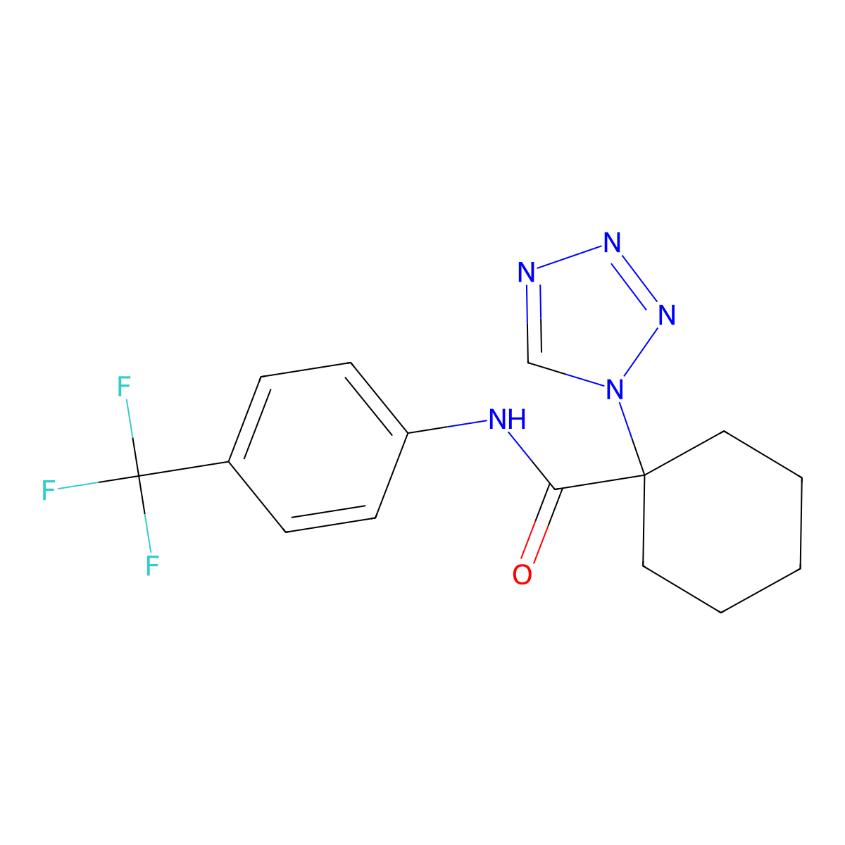 1-(1H-tetrazol-1-yl)-N-[4-(trifluoromethyl)phenyl]cyclohexanecarboxamide molecular structure, CAS 1212244-79-5