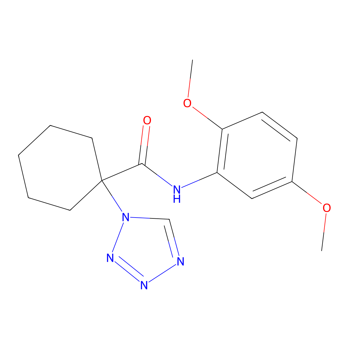 N-(2,5-dimethoxyphenyl)-1-(1H-tetrazol-1-yl)cyclohexanecarboxamide molecular structure, CAS 1212246-29-1