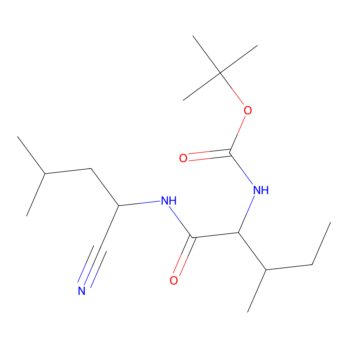 Tert-butyl (2S,3S)-1-((S)-1-cyano-3-methylbutylamino)-3-methyl-1-oxopentan-2-ylcarbamate molecular structure, CAS 1212247-26-1