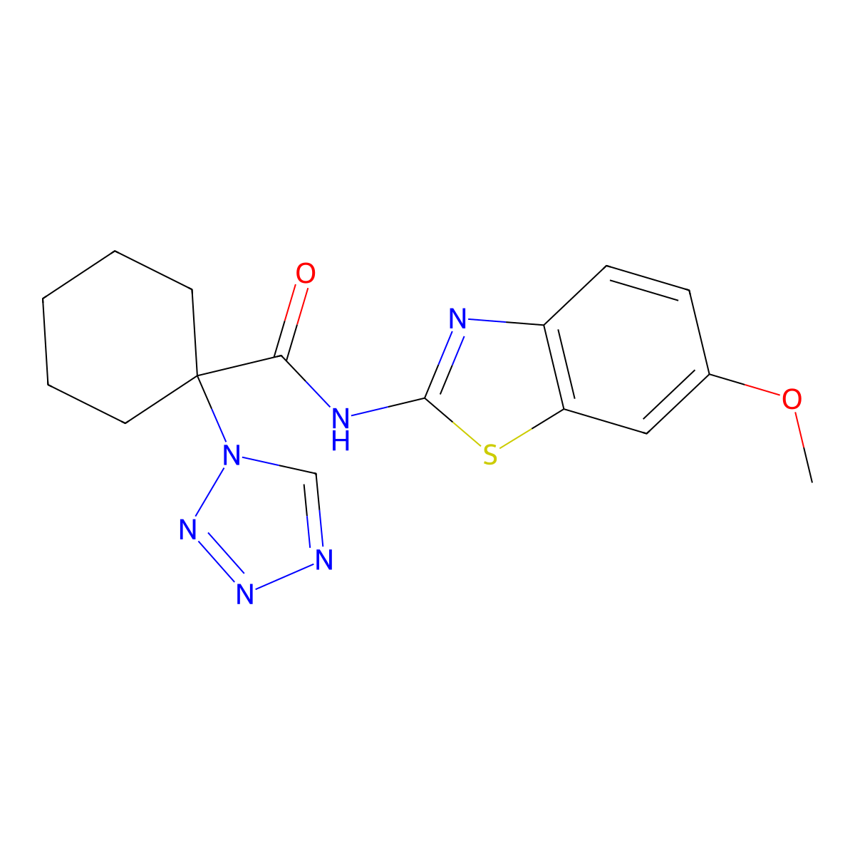 N-[(2E)-6-methoxy-1,3-benzothiazol-2(3H)-ylidene]-1-(1H-tetrazol-1-yl)cyclohexanecarboxamide molecular structure, CAS 1212247-29-4