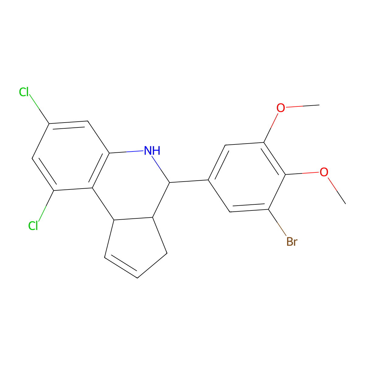 4-(3-bromo-4,5-dimethoxyphenyl)-7,9-dichloro-3a,4,5,9b-tetrahydro-3H-cyclopenta[c]quinoline molecular structure, CAS 1212249-74-5