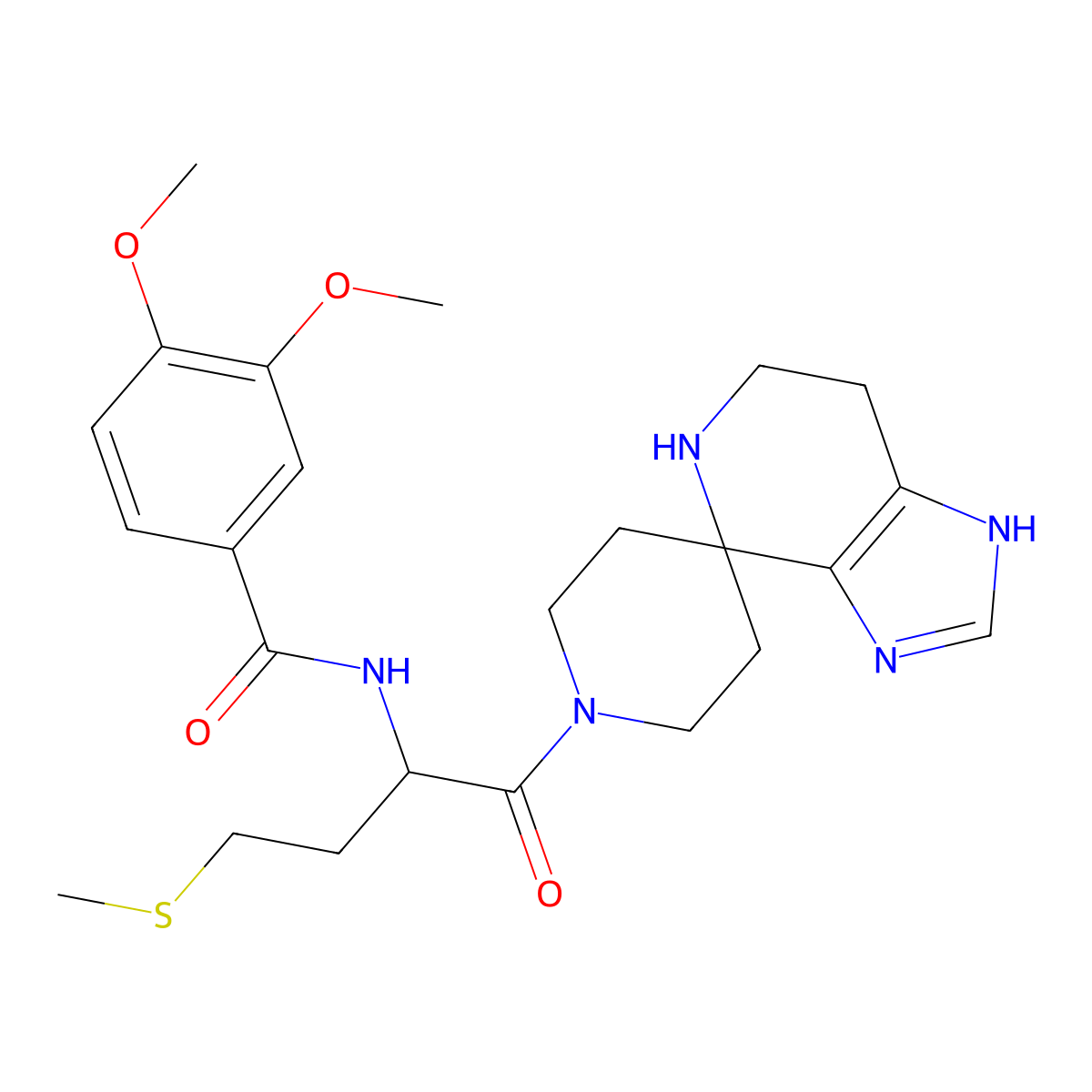 3,4-dimethoxy-N-[3-(methylsulfanyl)-1-(4,5,6,7-tetrahydrospiro{1H-imidazo[4,5-c]pyridine-4,4'-piperidine}-1'-ylcarbonyl)propyl]benzamide molecular structure, CAS 1212250-31-1