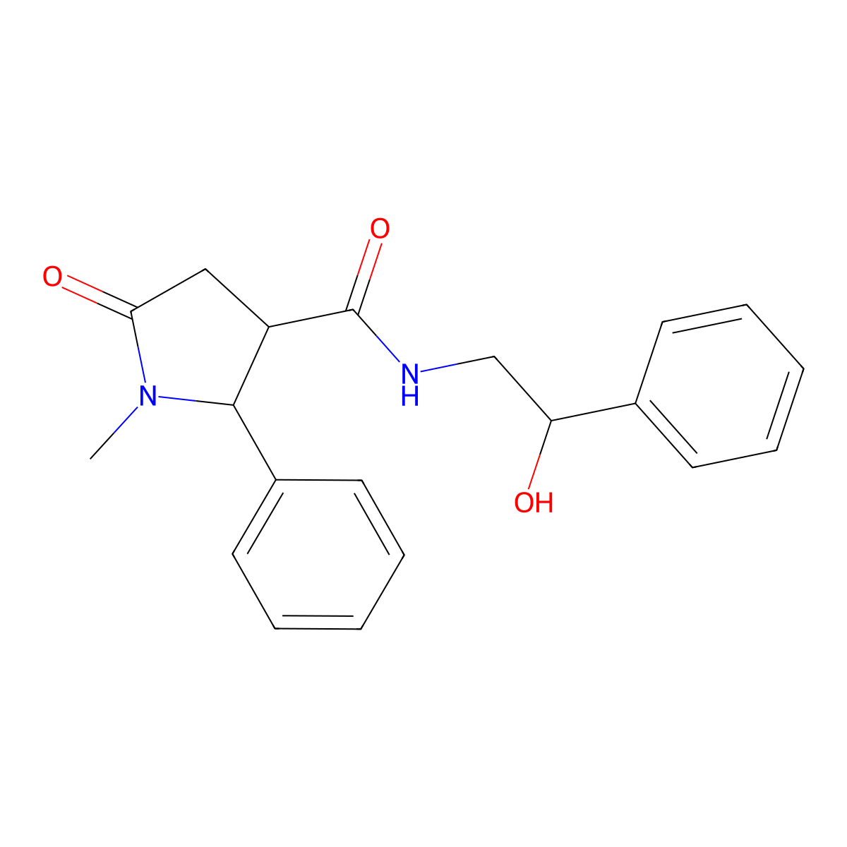 N-(2-hydroxy-2-phenylethyl)-1-methyl-5-oxo-2-phenylpyrrolidine-3-carboxamide molecular structure, CAS 1212250-35-5