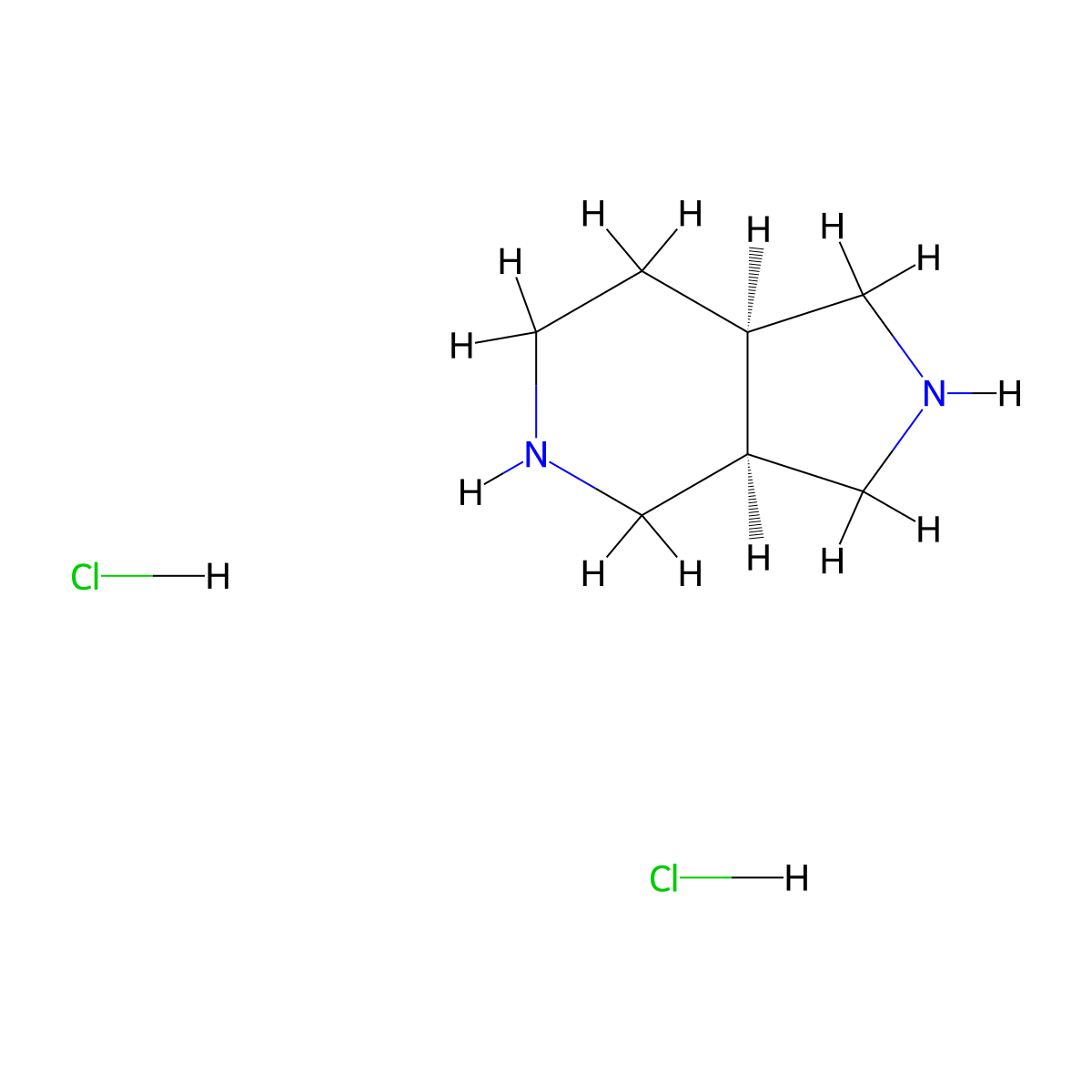 cis-Octahydro-pyrrolo[3,4-c]pyridine dihydrochloride molecular structure, CAS 1212256-76-2