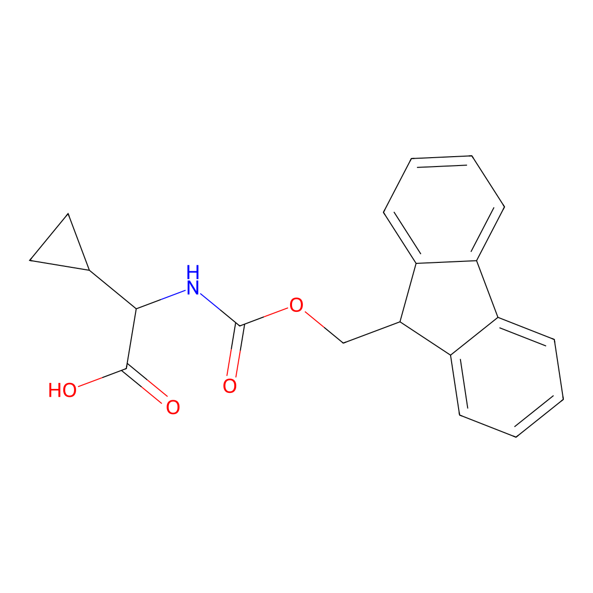 (2S)-2-cyclopropyl-2-((((9H-fluoren-9-yl)methoxy)carbonyl)amino)acetic acid molecular structure, CAS 1212257-18-5