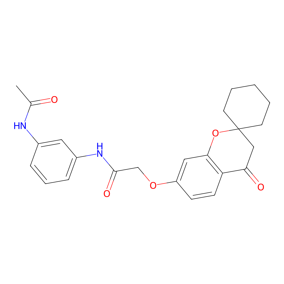 N-[3-(acetylamino)phenyl]-2-[(4-oxo-3,4-dihydrospiro[chromene-2,1'-cyclohexan]-7-yl)oxy]acetamide molecular structure, CAS 1212259-06-7