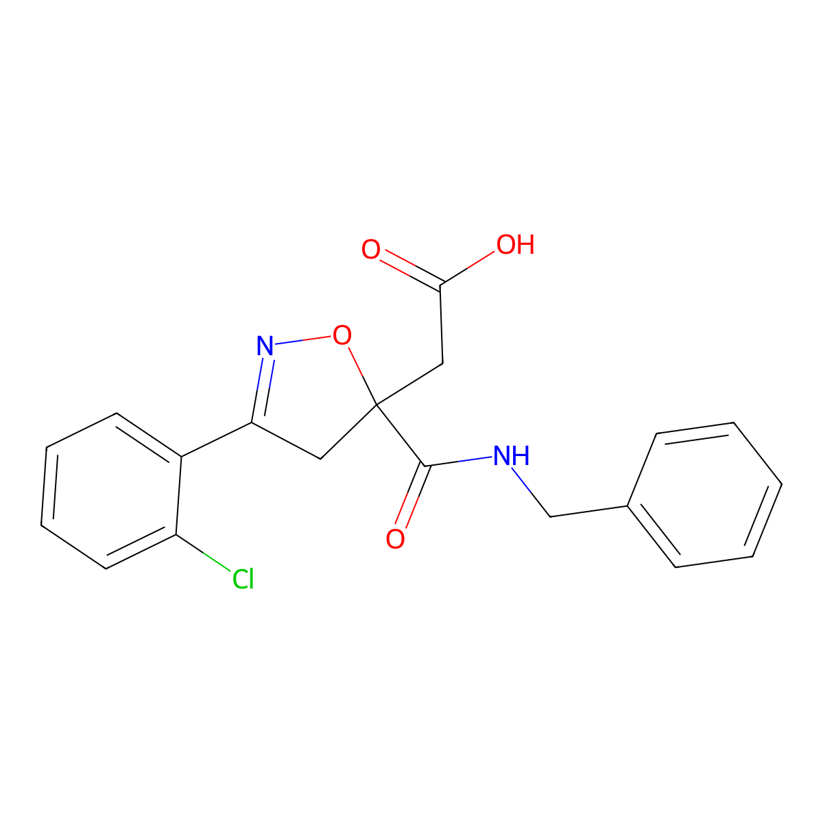 (S)-2-(5-(Benzylcarbamoyl)-3-(2-chlorophenyl)-4,5-dihydroisoxazol-5-yl)acetic acid molecular structure, CAS 1212261-97-6