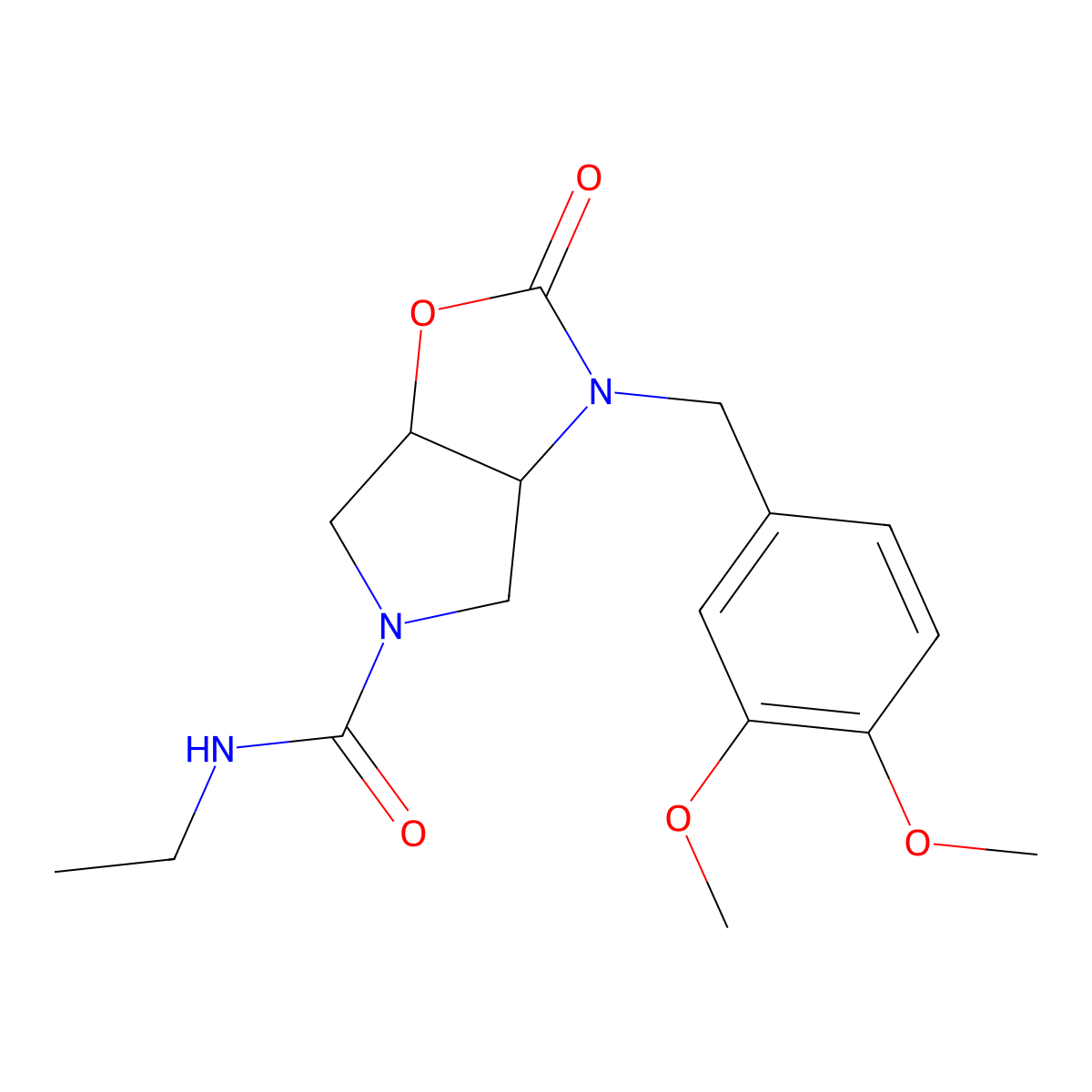 rel-(3aR,6aS)-3-[(3,4-Dimethoxyphenyl)methyl]-N-ethylhexahydro-2-oxo-5H-pyrrolo[3,4-d]oxazole-5-carboxamide molecular structure, CAS 1212264-67-9