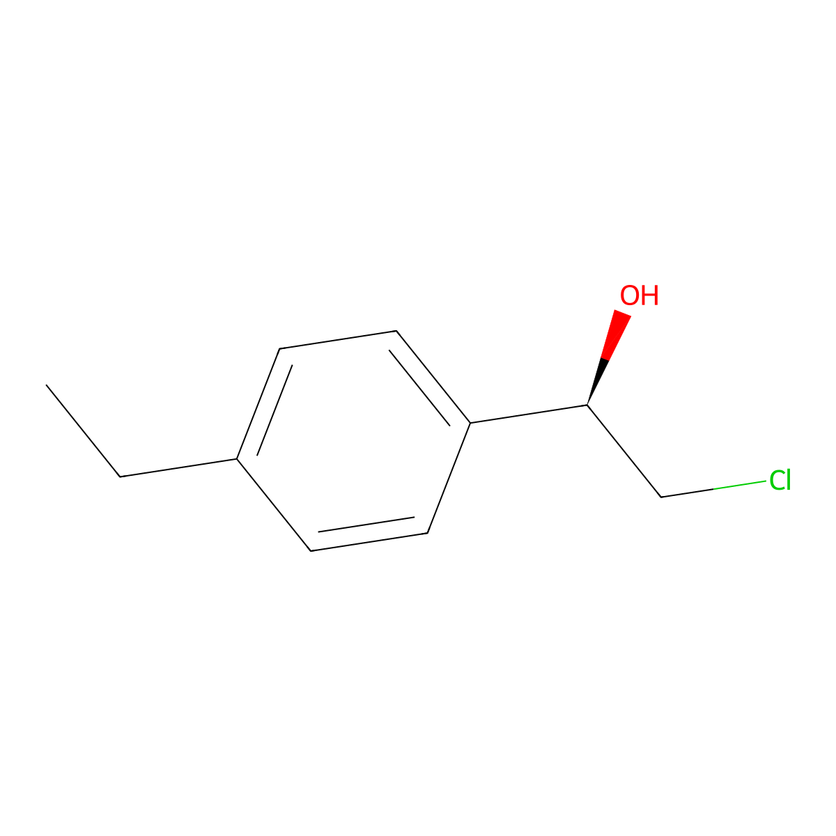 (1R)-2-chloro-1-(4-ethylphenyl)ethan-1-ol molecular structure, CAS 1212265-91-2