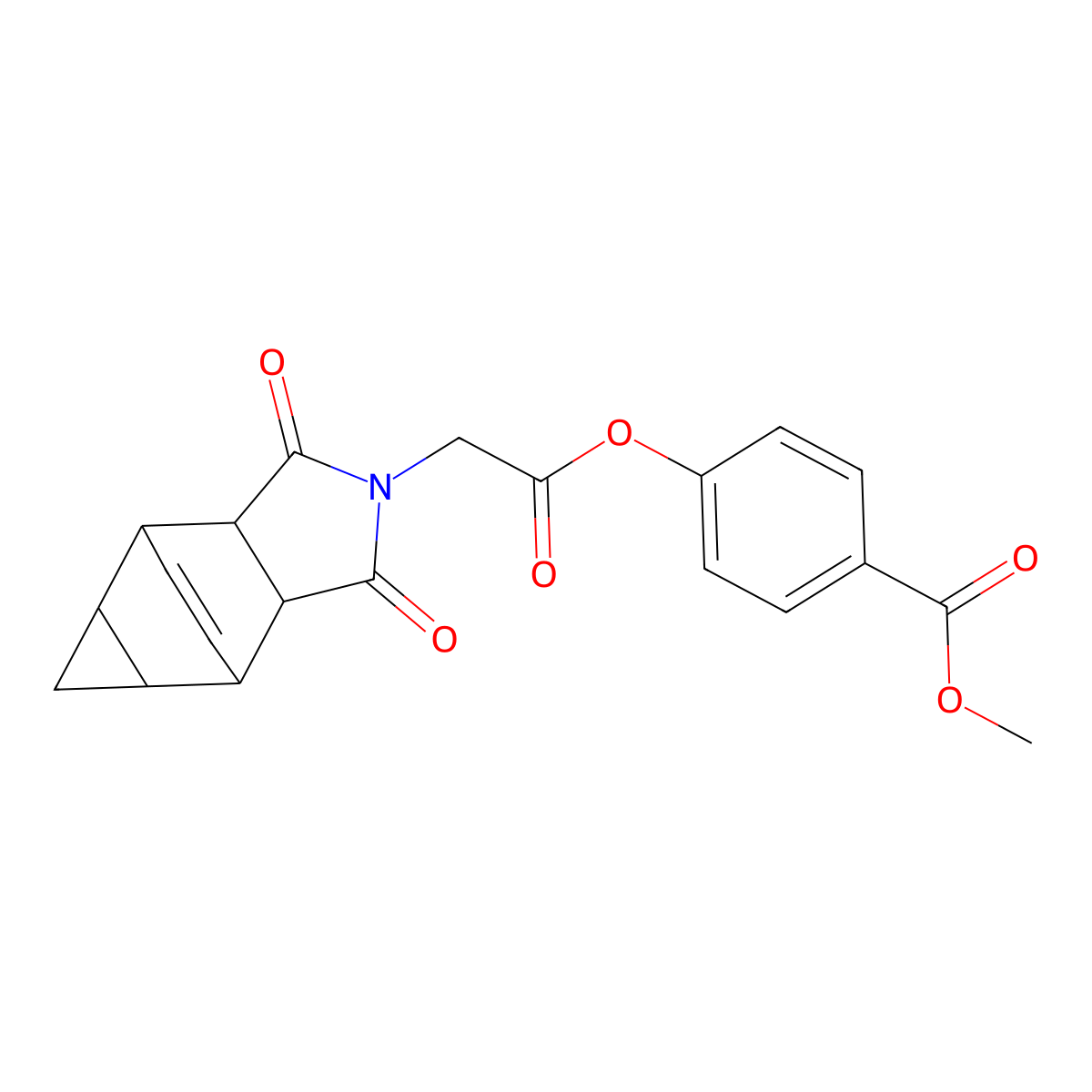 methyl 4-{[(1,3-dioxooctahydro-4,6-ethenocyclopropa[f]isoindol-2(1H)-yl)acetyl]oxy}benzoate molecular structure, CAS 1212271-14-1