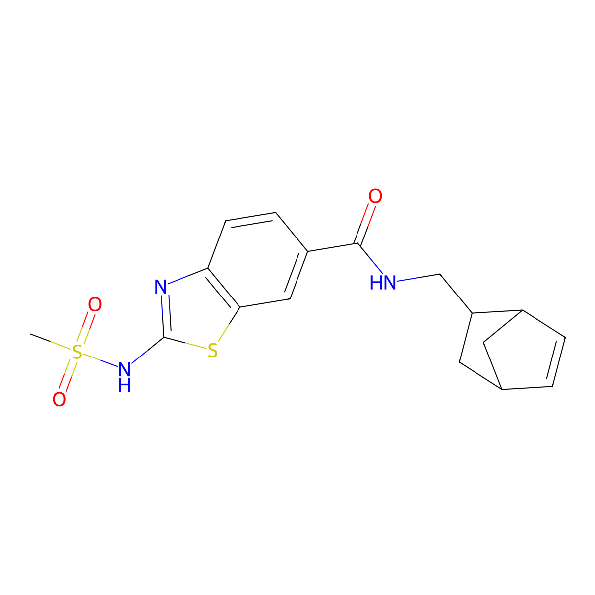 N-(bicyclo[2.2.1]hept-5-en-2-ylmethyl)-2-[(methylsulfonyl)amino]-1,3-benzothiazole-6-carboxamide molecular structure, CAS 1212271-44-7
