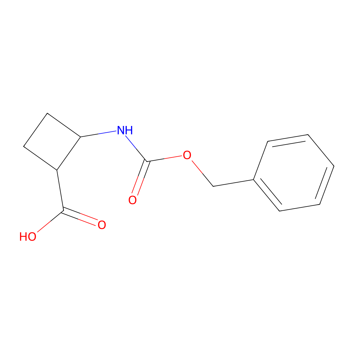 Trans-2-Benzyloxycarbonylaminocyclobutanecarboxylic acid molecular structure, CAS 1212272-03-1