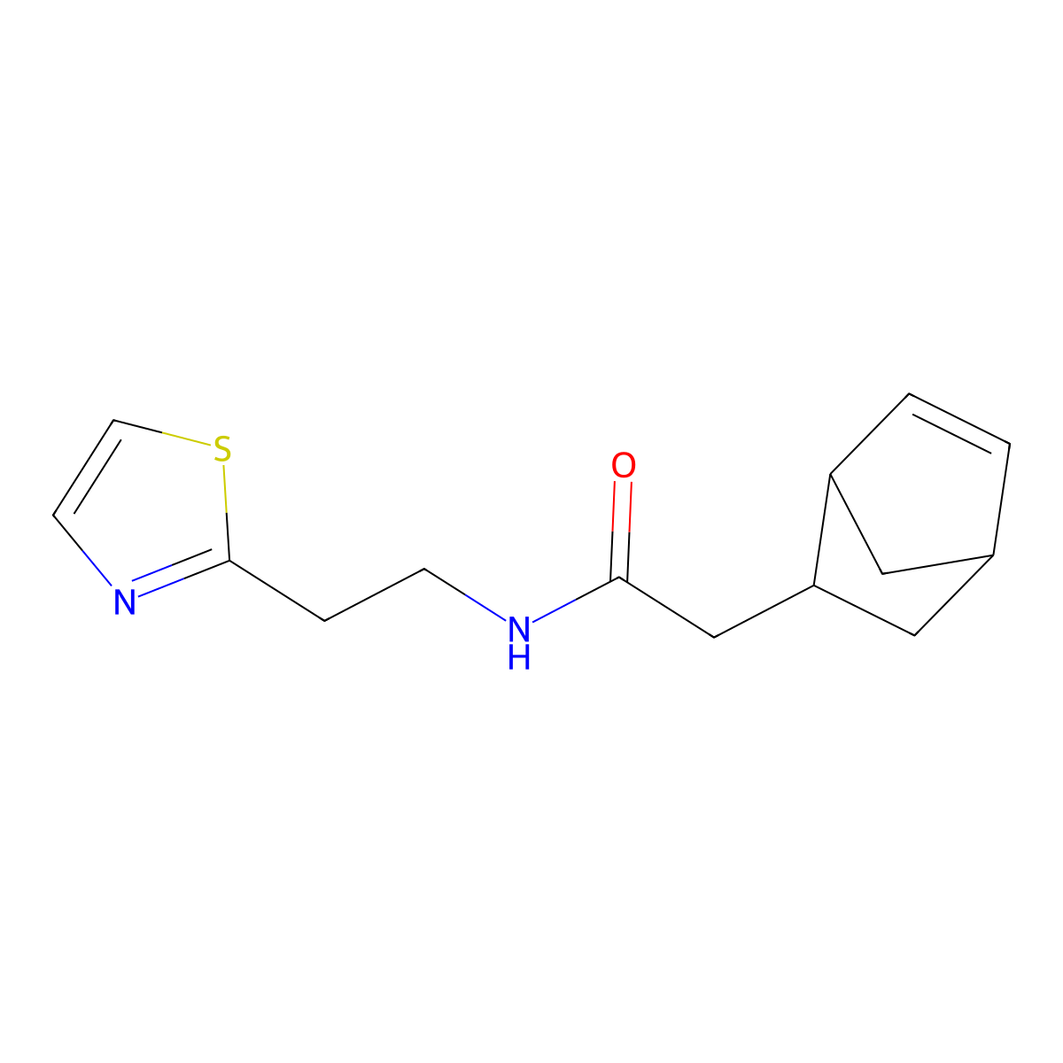 rel-(1R,2R,4R)-N-[2-(2-Thiazolyl)ethyl]bicyclo[2.2.1]hept-5-ene-2-acetamide molecular structure, CAS 1212275-15-4