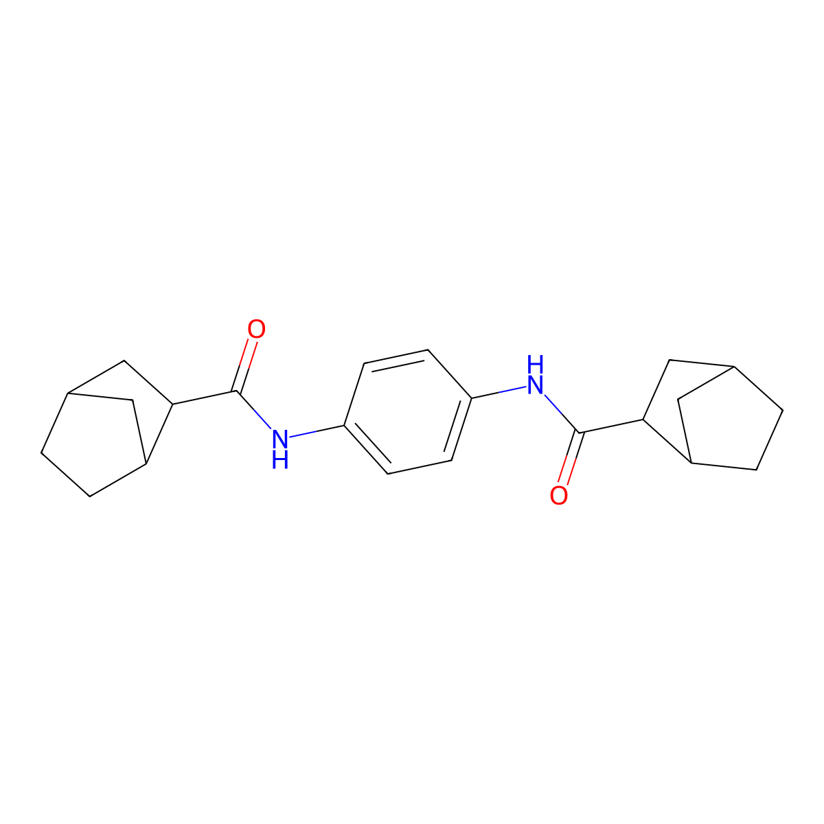 N-[4-(bicyclo[2.2.1]heptane-3-carbonylamino)phenyl]bicyclo[2.2.1]heptane-3-carboxamide molecular structure, CAS 1212277-37-6
