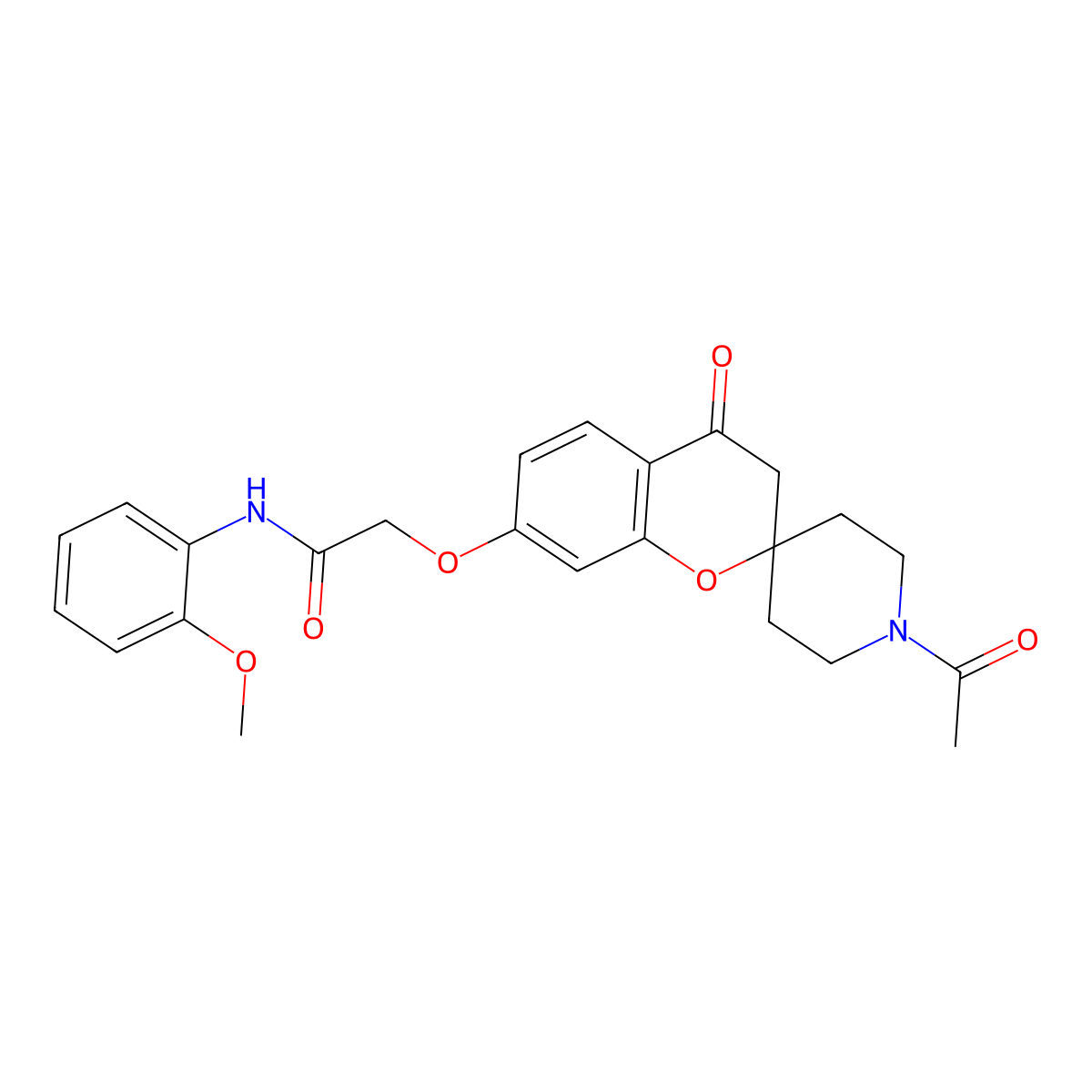 2-[(1'-acetyl-4-oxo-3,4-dihydrospiro[chromene-2,4'-piperidin]-7-yl)oxy]-N-(2-methoxyphenyl)acetamide molecular structure, CAS 1212278-07-3