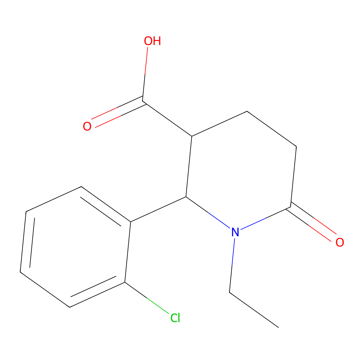 2-(2-Chlorophenyl)-1-ethyl-6-oxopiperidine-3-carboxylic acid molecular structure, CAS 1212278-17-5