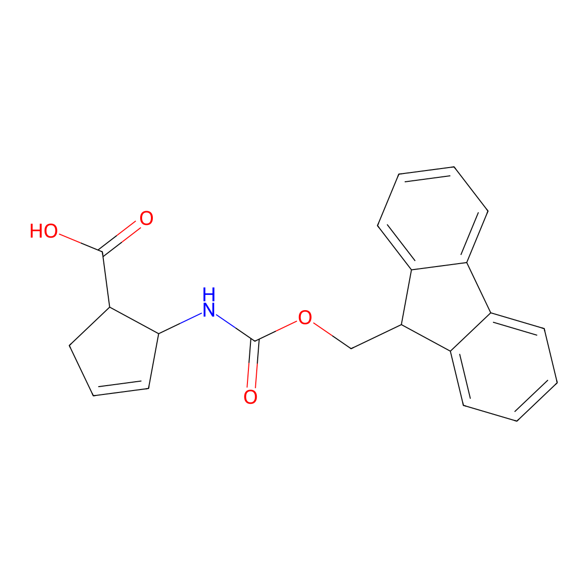 cis-2-(((9H-fluoren-9-yl)methoxy)carbonylamino)cyclopent-3-ene-1-carboxylic acid molecular structure, CAS 1212278-30-2