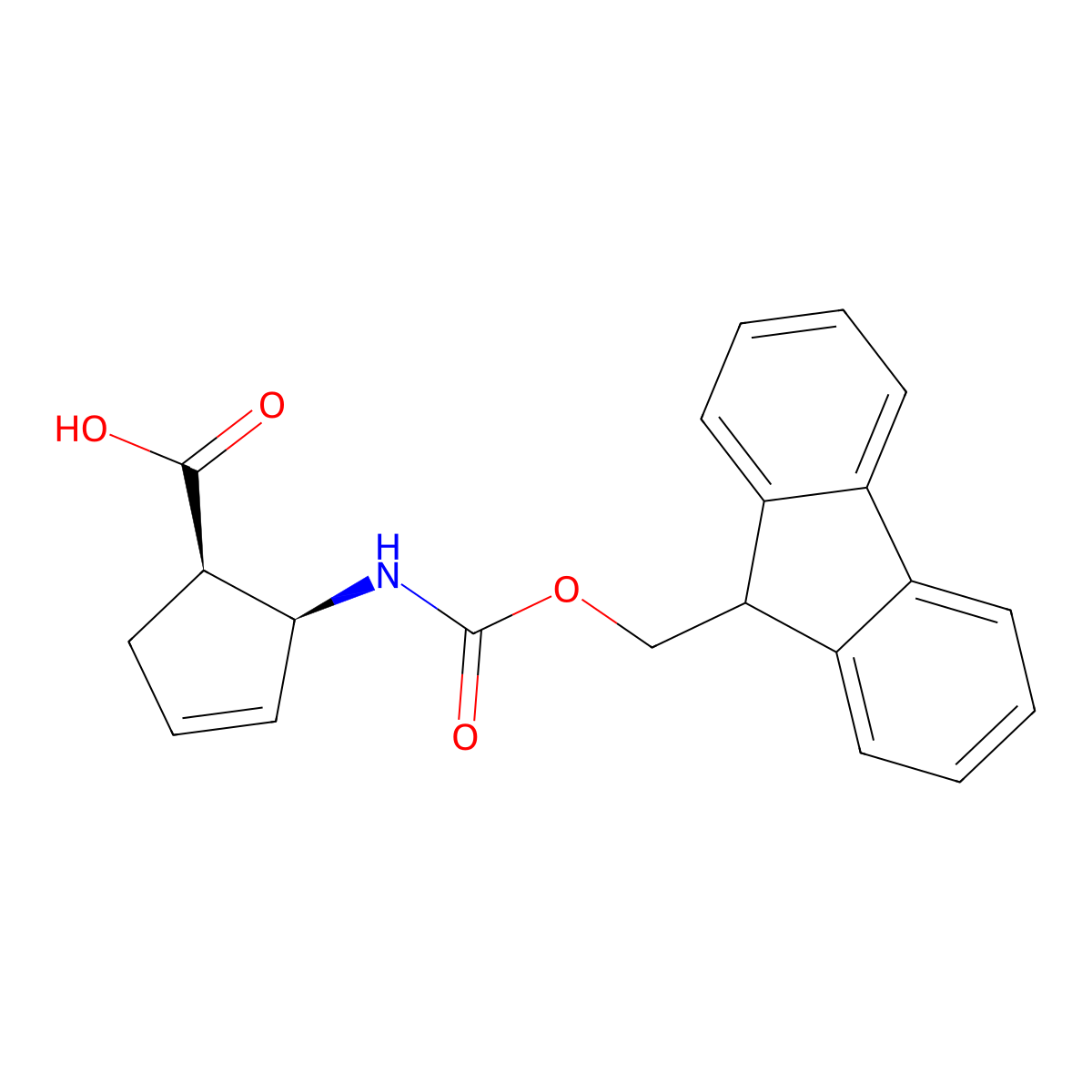 cis-2-(((9H-fluoren-9-yl)methoxy)carbonylamino)cyclopent-3-ene-1-carboxylic acid molecular structure, CAS 1212278-30-2