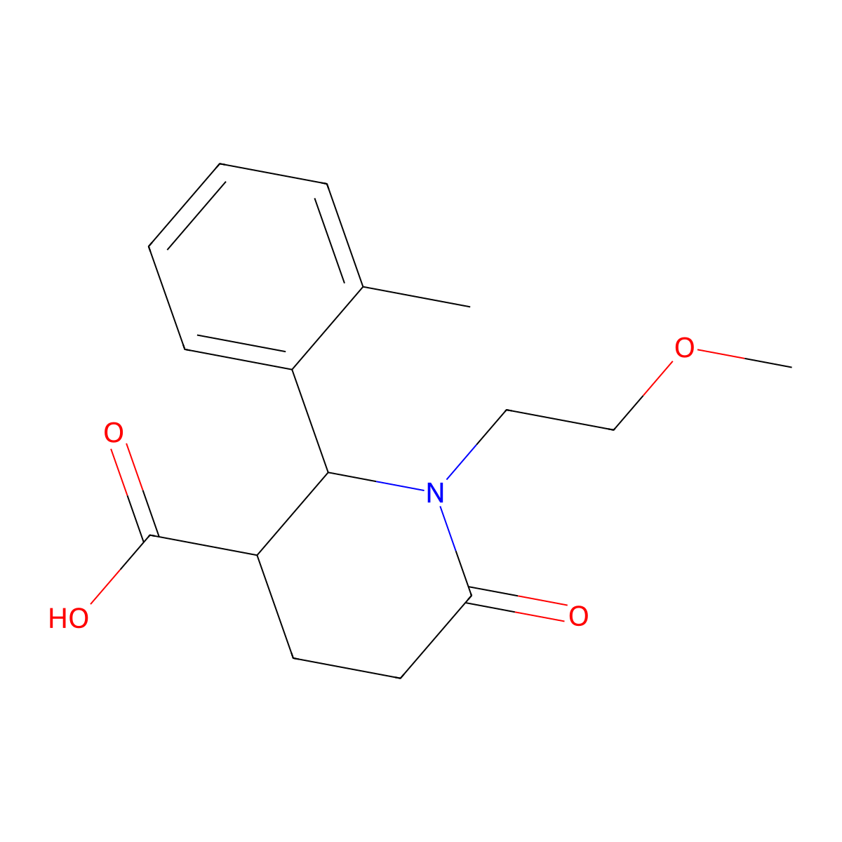 1-(2-Methoxyethyl)-6-oxo-2-(o-tolyl)piperidine-3-carboxylic acid molecular structure, CAS 1212279-09-8