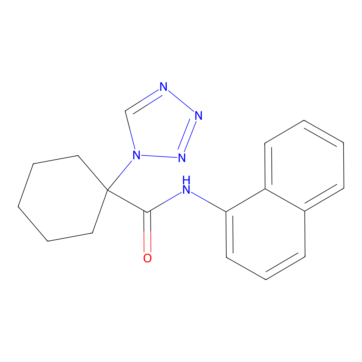 N-(naphthalen-1-yl)-1-(1H-tetrazol-1-yl)cyclohexanecarboxamide molecular structure, CAS 1212279-27-0