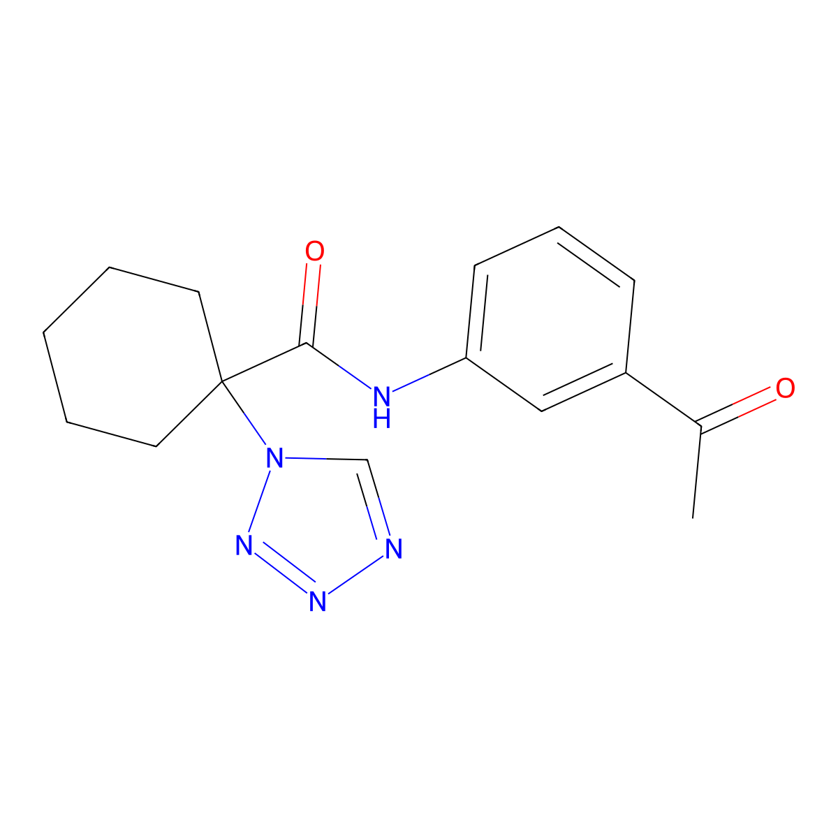 N-(3-acetylphenyl)-1-(1H-tetrazol-1-yl)cyclohexanecarboxamide molecular structure, CAS 1212280-00-6