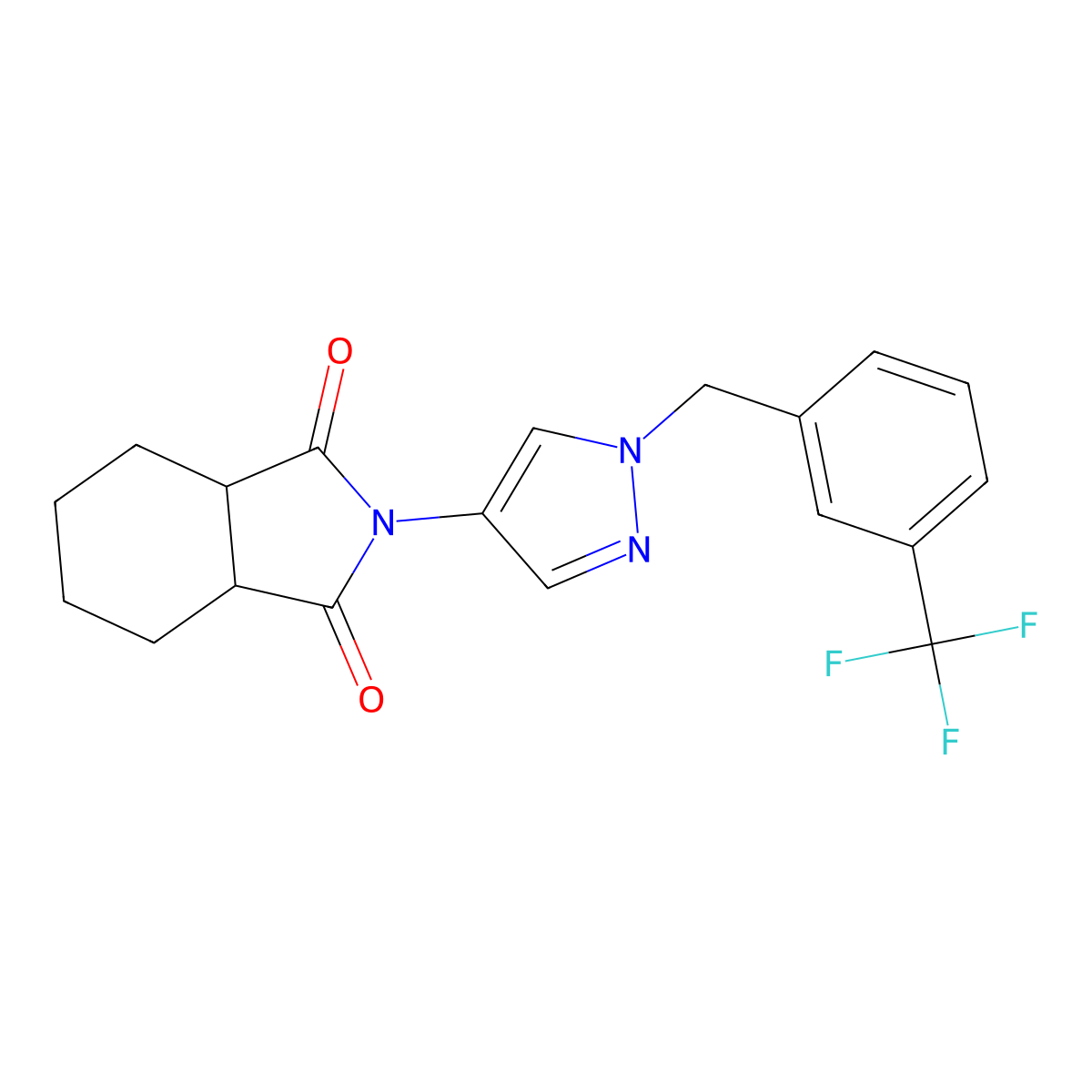 (3aR,7aS)-2-{1-[3-(trifluoromethyl)benzyl]-1H-pyrazol-4-yl}hexahydro-1H-isoindole-1,3(2H)-dione molecular structure, CAS 1212281-16-7