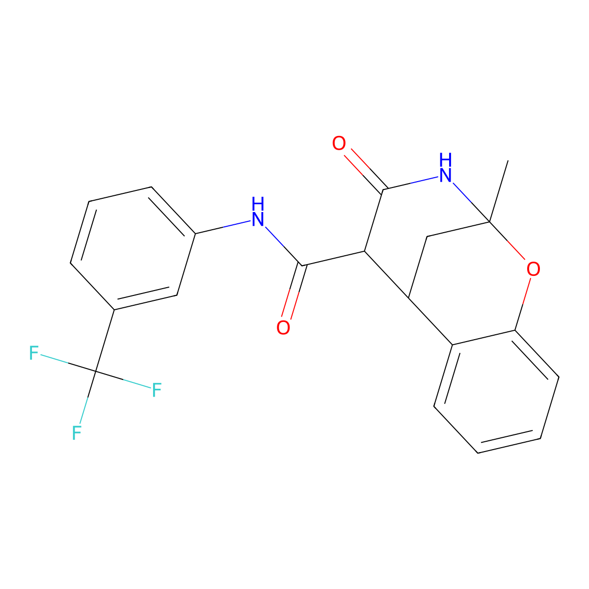 2-methyl-4-oxo-N-(3-(trifluoromethyl)phenyl)-3,4,5,6-tetrahydro-2H-2,6-methanobenzo[g][1,3]oxazocine-5-carboxamide molecular structure, CAS 1212281-38-3