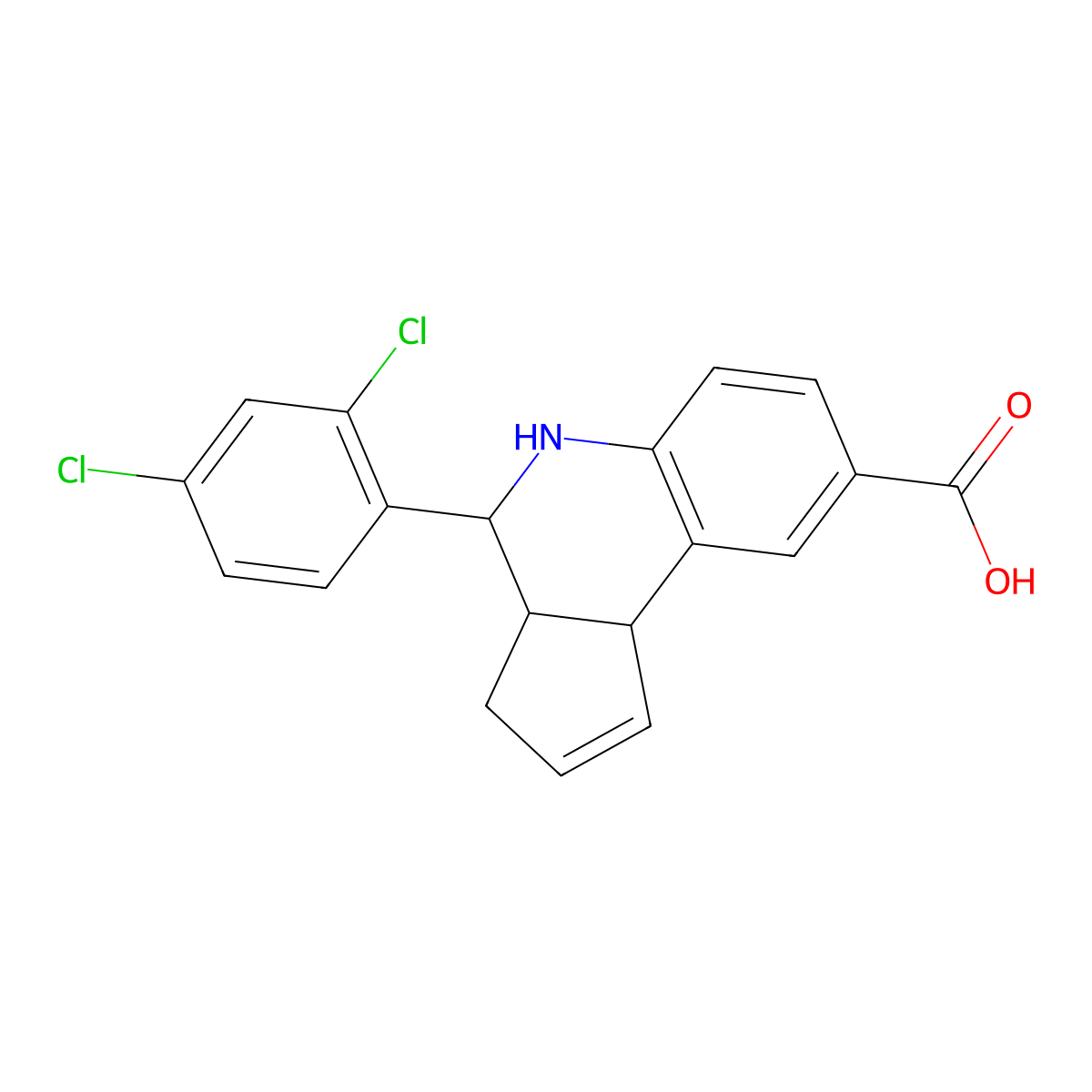 4-(2,4-dichlorophenyl)-3a,4,5,9b-tetrahydro-3H-cyclopenta[c]quinoline-8-carboxylic acid molecular structure, CAS 1212282-26-2