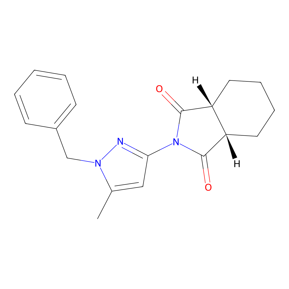 (3aR,7aS)-2-(1-benzyl-5-methyl-1H-pyrazol-3-yl)hexahydro-1H-isoindole-1,3(2H)-dione molecular structure, CAS 1212286-06-0