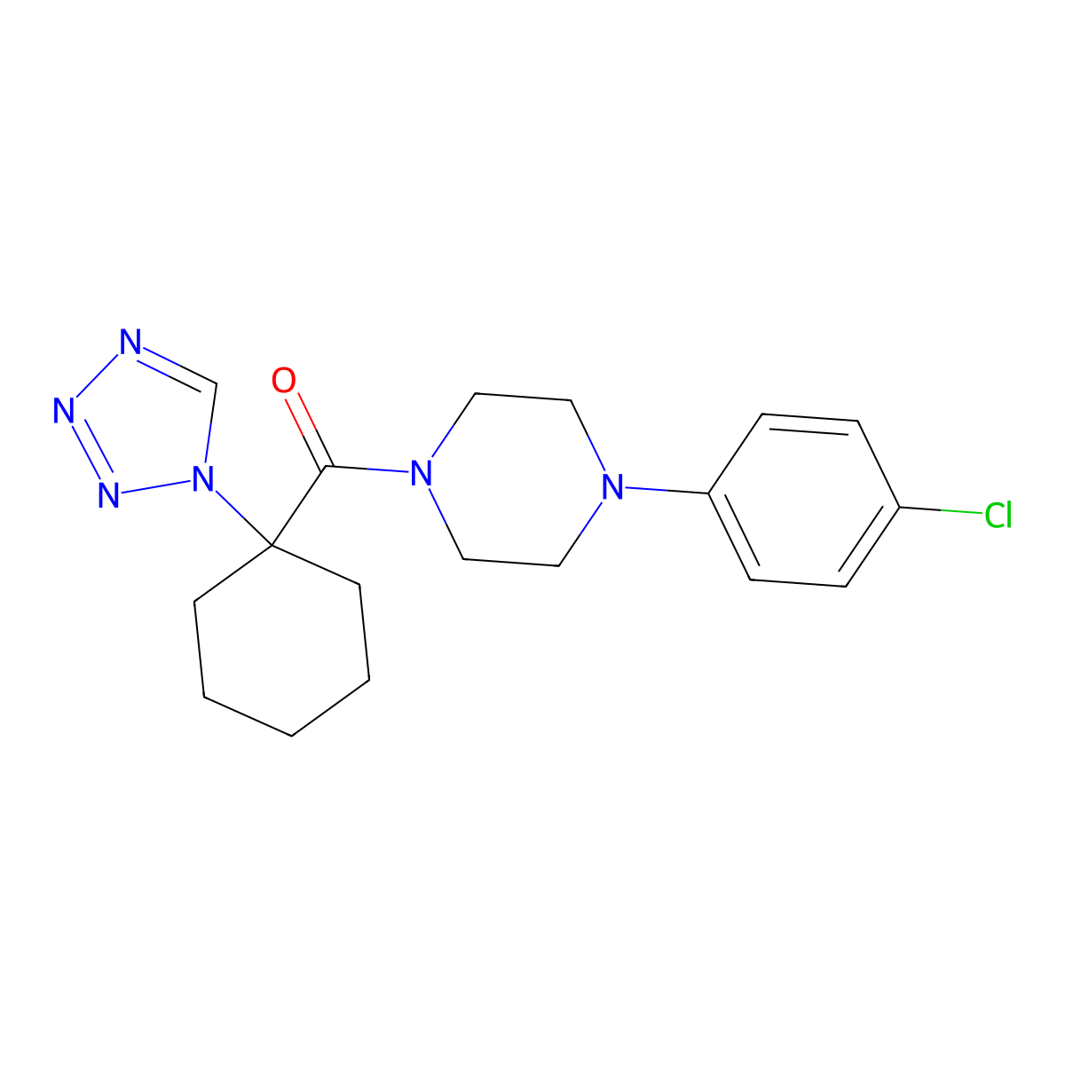 [4-(4-chlorophenyl)piperazin-1-yl][1-(1H-tetrazol-1-yl)cyclohexyl]methanone molecular structure, CAS 1212291-24-1