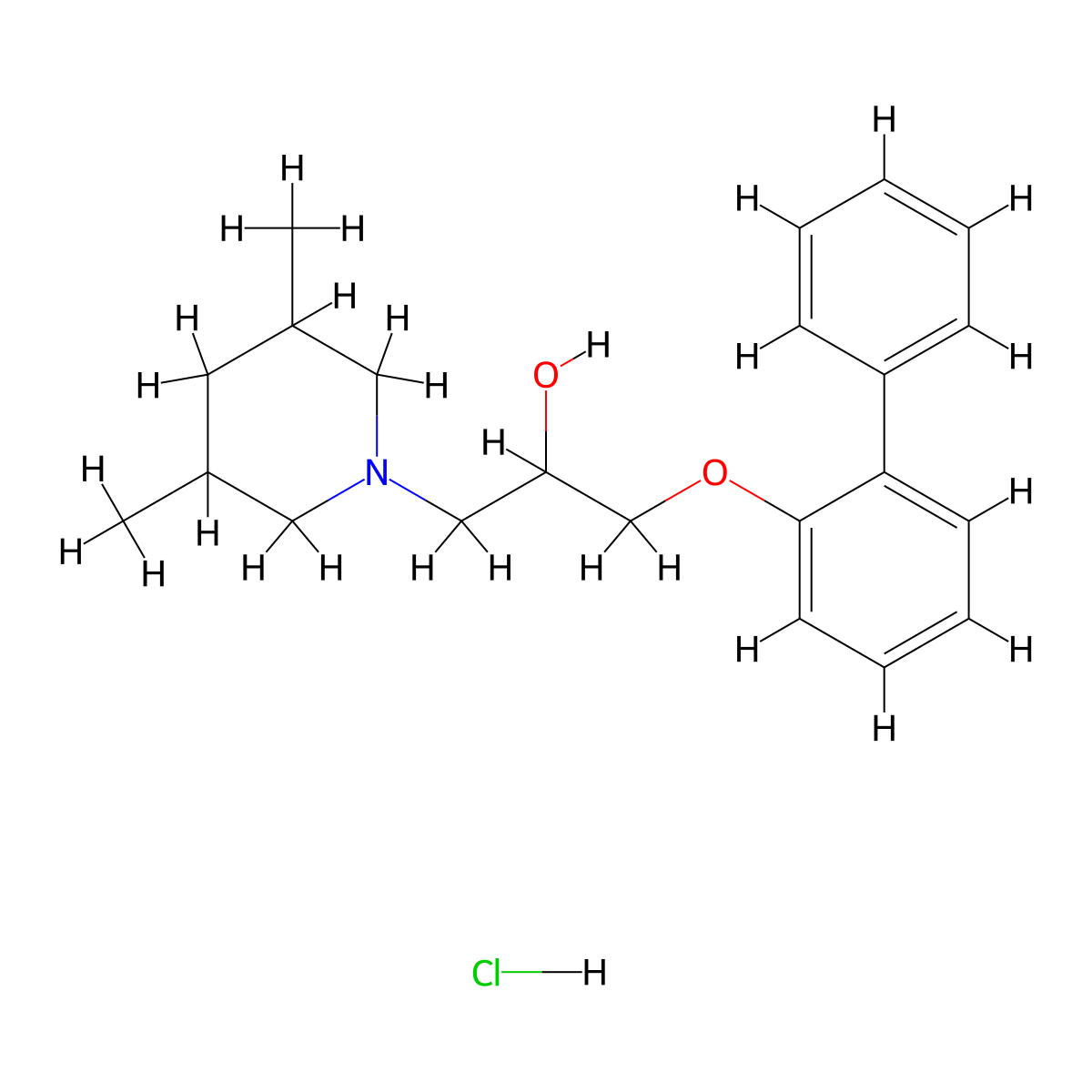 1-([1,1'-Biphenyl]-2-yloxy)-3-(3,5-dimethylpiperidin-1-yl)propan-2-ol hydrochloride molecular structure, CAS 1212291-55-8