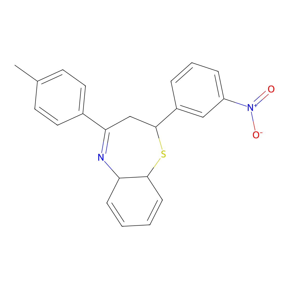4-(4-Methylphenyl)-2-(3-nitrophenyl)-2,3,5a,9a-tetrahydro-1,5-benzothiazepine molecular structure, CAS 1212291-62-7