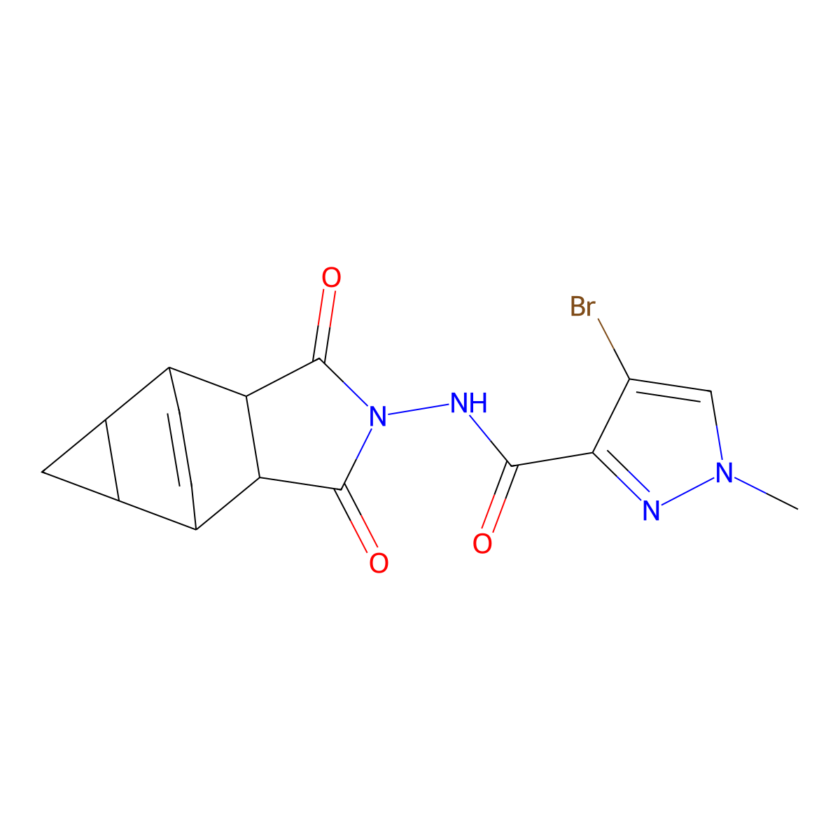4-bromo-N-(3,5-dioxo-4-azatetracyclo[5.3.2.0~2,6~.0~8,10~]dodec-11-en-4-yl)-1-methyl-1H-pyrazole-3-carboxamide molecular structure, CAS 1212293-12-3