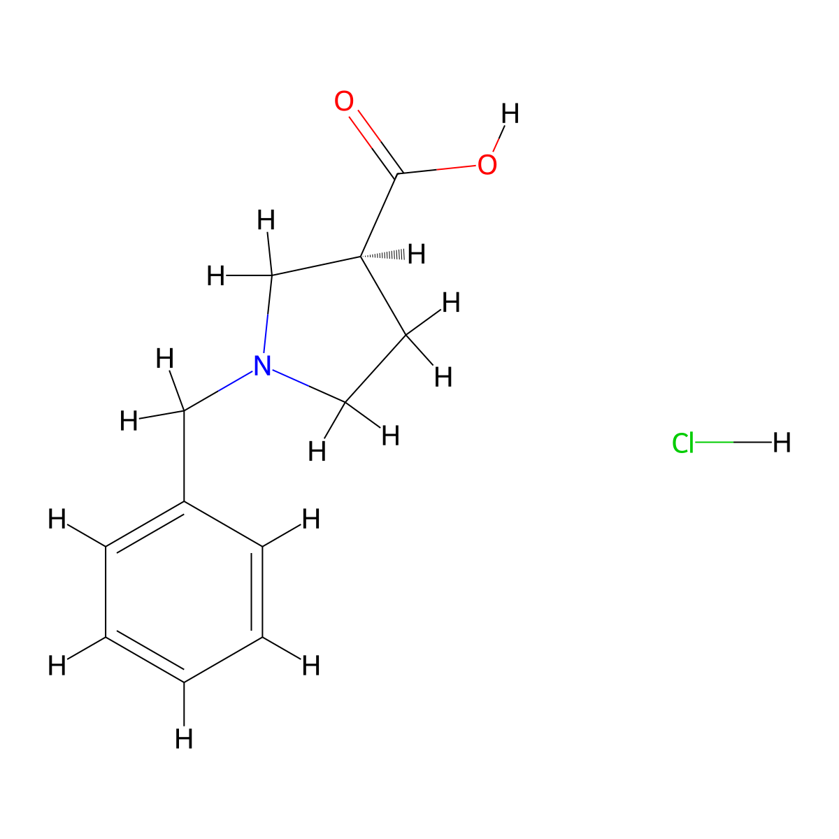(s)-1-Benzyl-pyrrolidine-3-carboxylic acid hydrochloride molecular structure, CAS 1212293-24-7
