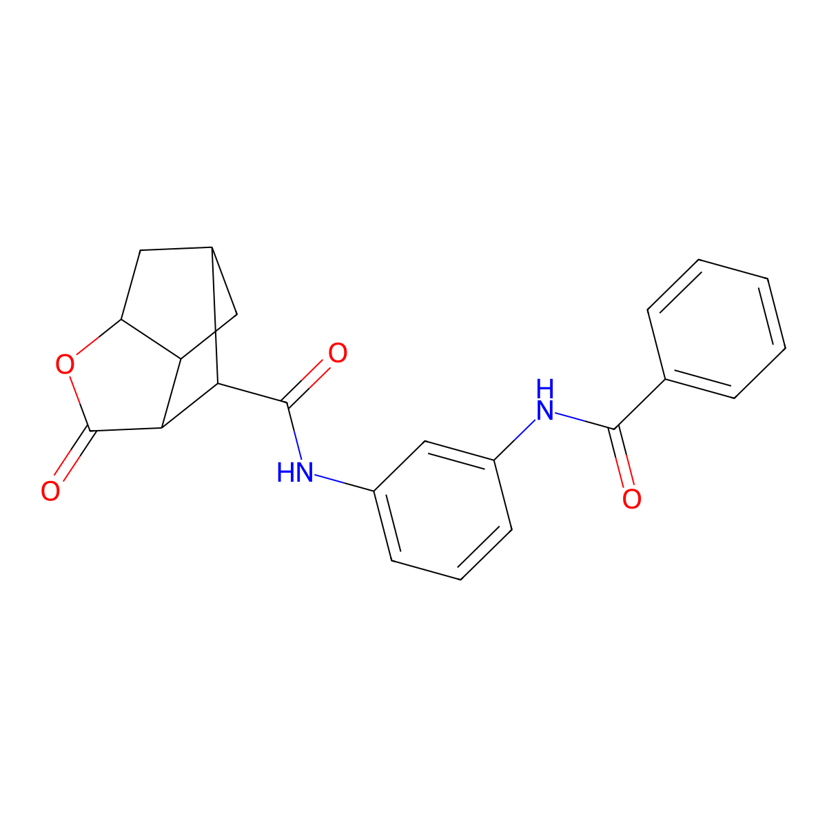 2-oxo-N-{3-[(phenylcarbonyl)amino]phenyl}hexahydro-2H-3,5-methanocyclopenta[b]furan-7-carboxamide molecular structure, CAS 1212298-08-2