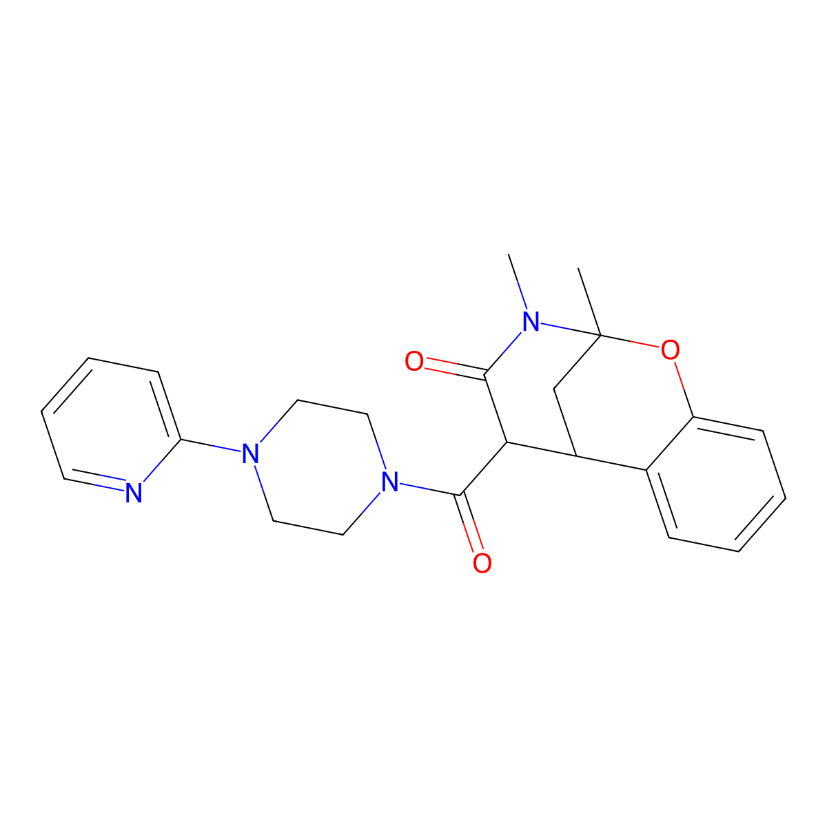 9,10-Dimethyl-12-[4-(pyridin-2-yl)piperazine-1-carbonyl]-8-oxa-10-azatricyclo[7.3.1.0^{2,7}]trideca-2,4,6-trien-11-one molecular structure, CAS 1212299-33-6