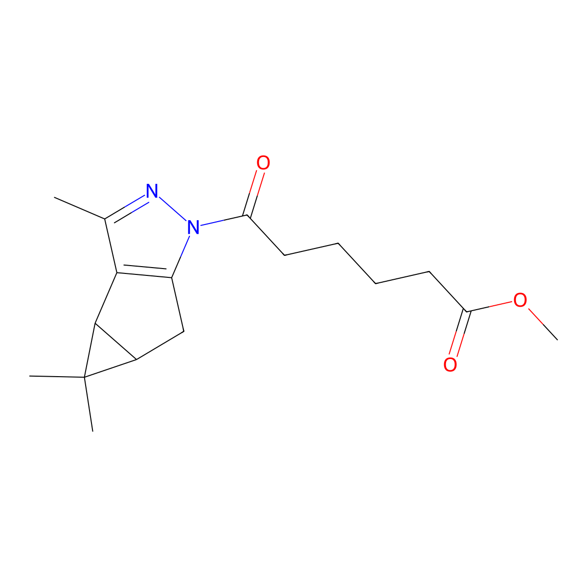 methyl 6-oxo-6-((3bS,4aR)-3,4,4-trimethyl-3b,4,4a,5-tetrahydro-1H-cyclopropa[3,4]cyclopenta[1,2-c]pyrazol-1-yl)hexanoate molecular structure, CAS 1212302-32-3