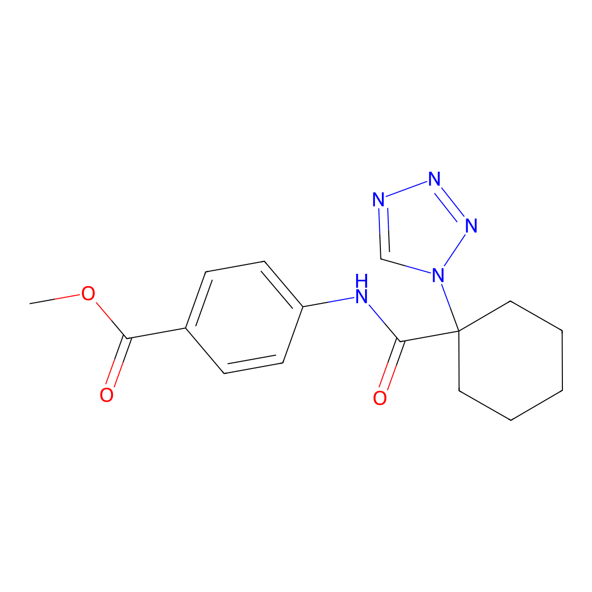 methyl 4-({[1-(1H-tetrazol-1-yl)cyclohexyl]carbonyl}amino)benzoate molecular structure, CAS 1212303-30-4