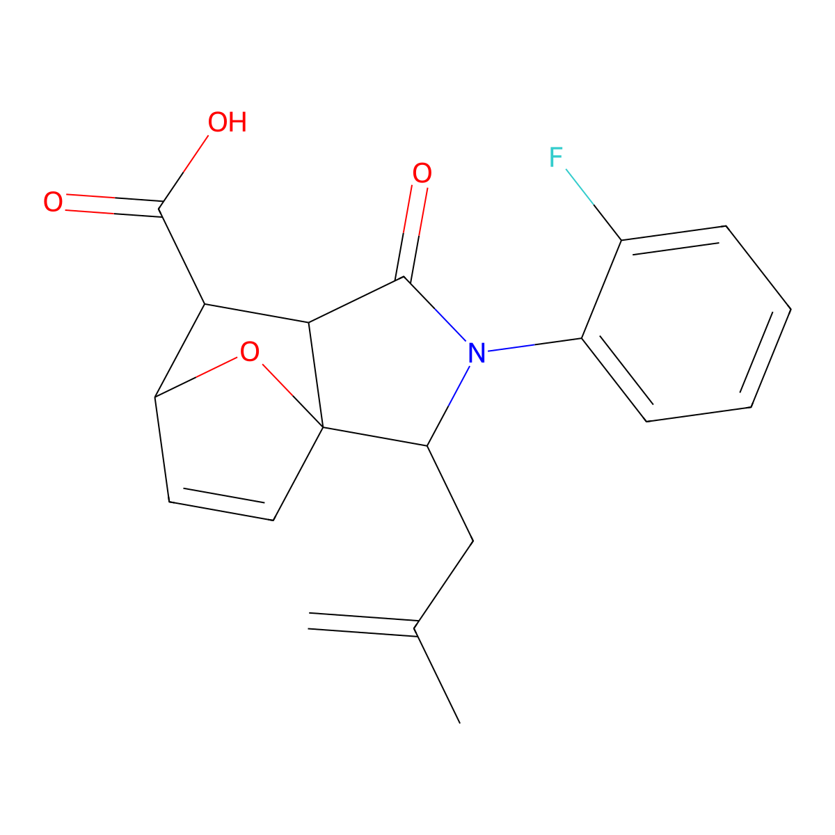 2-(2-Fluorophenyl)-3-(2-methylallyl)-1-oxo-1,2,3,6,7,7a-hexahydro-3a,6-epoxyisoindole-7-carboxylic acid molecular structure, CAS 1212303-51-9