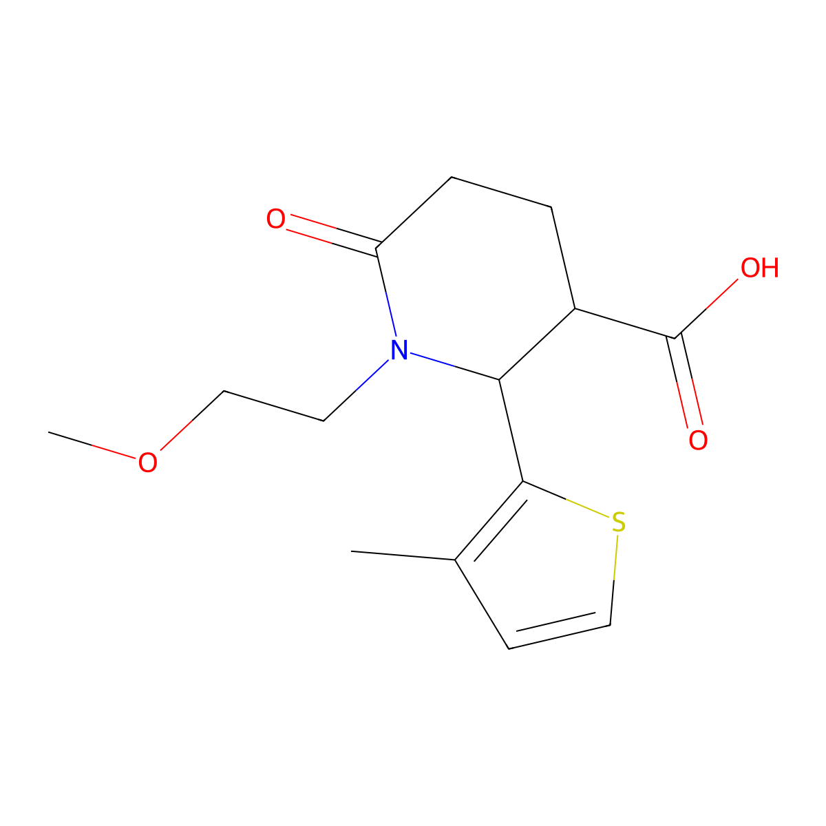 (2R,3R)-1-(2-methoxyethyl)-2-(3-methylthiophen-2-yl)-6-oxopiperidine-3-carboxylic acid molecular structure, CAS 1212305-26-4