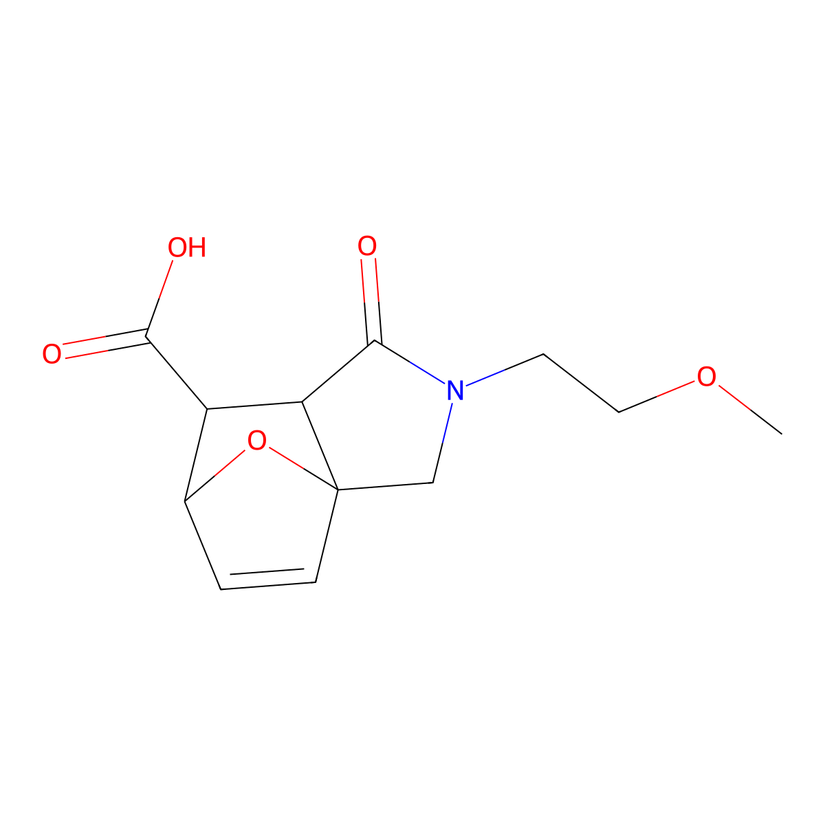 3-(2-Methoxy-ethyl)-4-oxo-10-oxa-3-aza-tricyclo[5.2.1.0*1,5*]dec-8-ene-6-carboxylic acid molecular structure, CAS 1212306-34-7