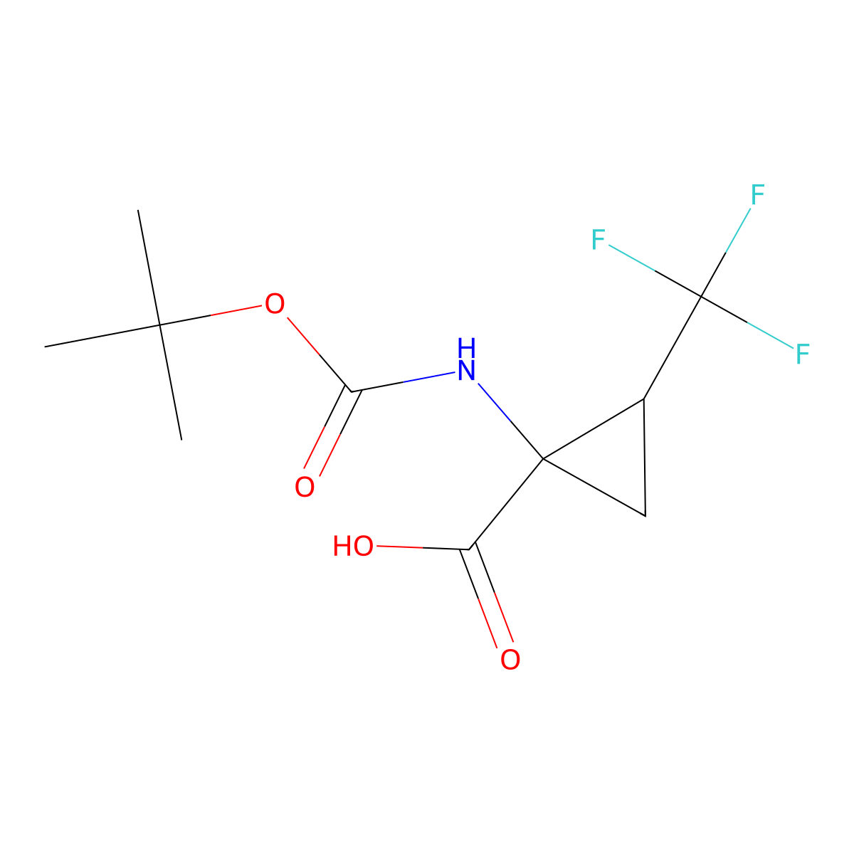 rac-(1R,2R)-1-{[(tert-butoxy)carbonyl]amino}-2-(trifluoromethyl)cyclopropane-1-carboxylic acid molecular structure, CAS 1212306-68-7