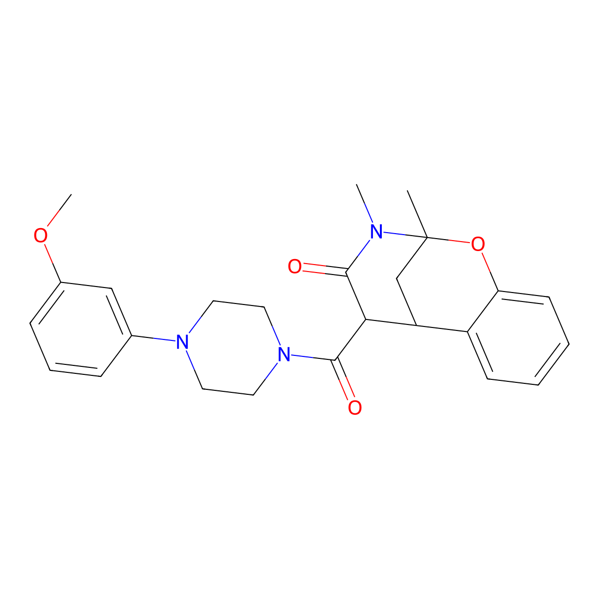 5-(4-(3-methoxyphenyl)piperazine-1-carbonyl)-2,3-dimethyl-5,6-dihydro-2H-2,6-methanobenzo[g][1,3]oxazocin-4(3H)-one molecular structure, CAS 1212307-24-8