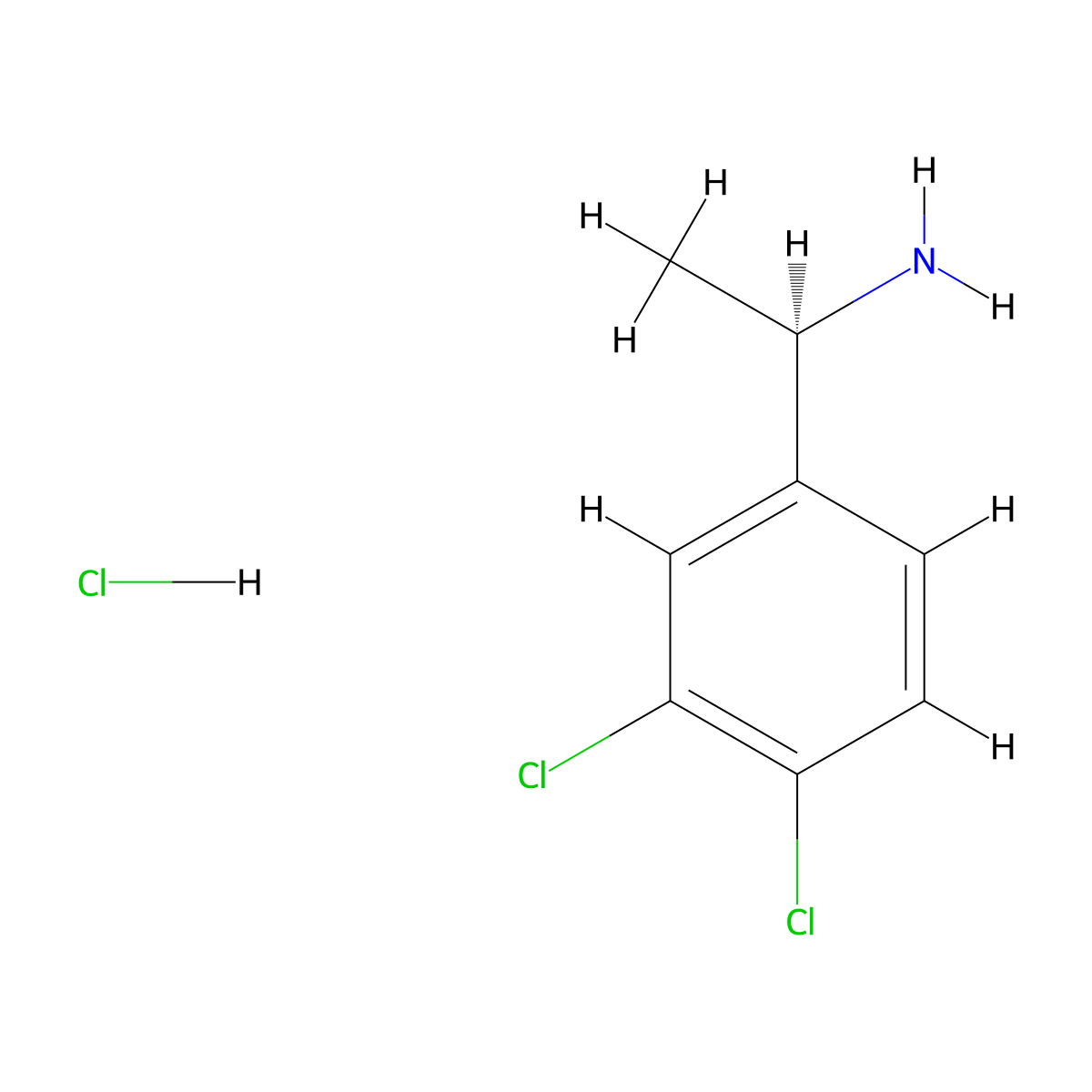(R)-1-(3,4-Dichlorophenyl)ethanamine hydrochloride molecular structure, CAS 1212307-96-4