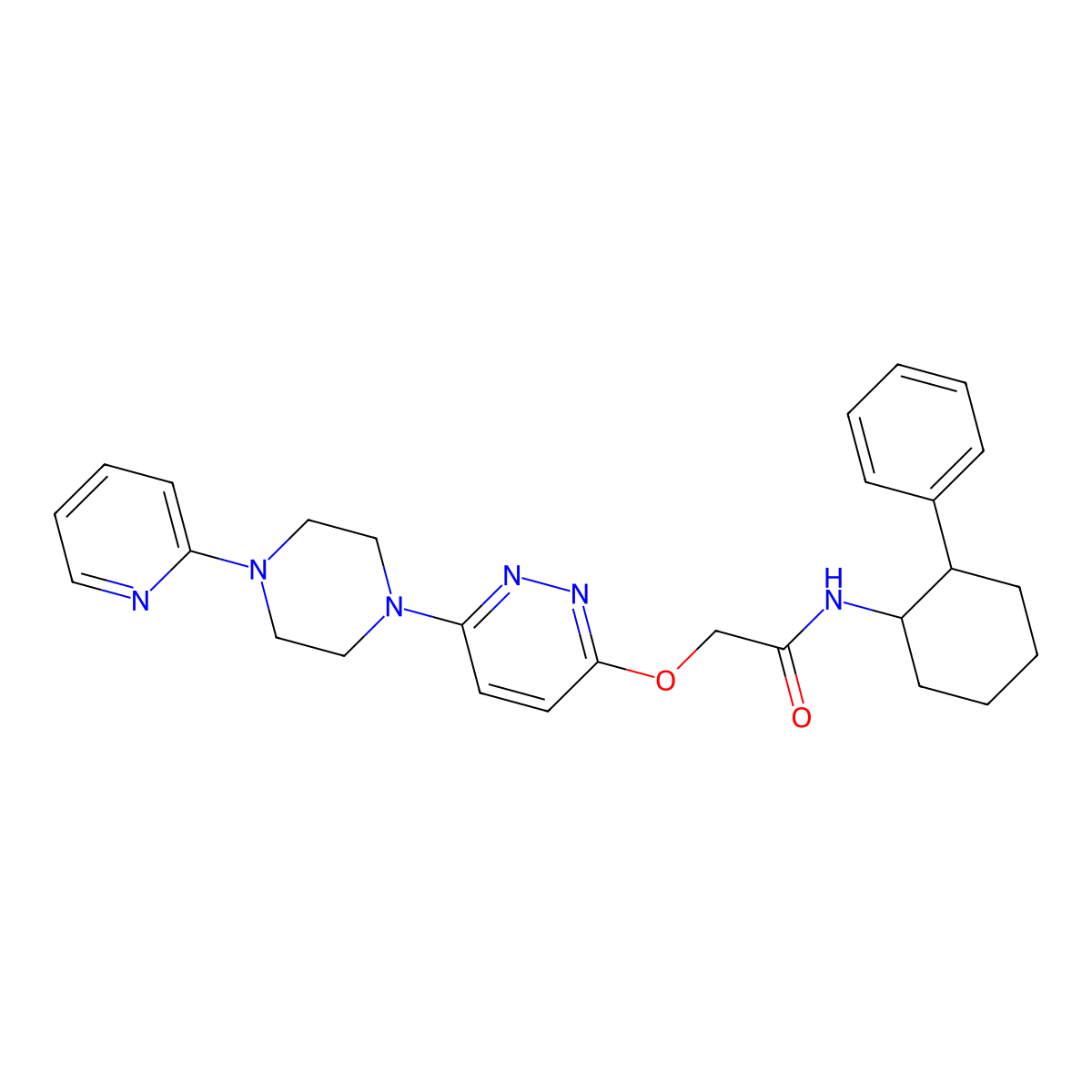 rel-N-[(1R,2S)-2-Phenylcyclohexyl]-2-[[6-[4-(2-pyridinyl)-1-piperazinyl]-3-pyridazinyl]oxy]acetamide molecular structure, CAS 1212308-60-5