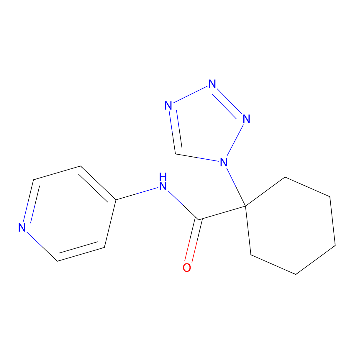 N-(pyridin-4-yl)-1-(1H-tetrazol-1-yl)cyclohexanecarboxamide molecular structure, CAS 1212309-71-1