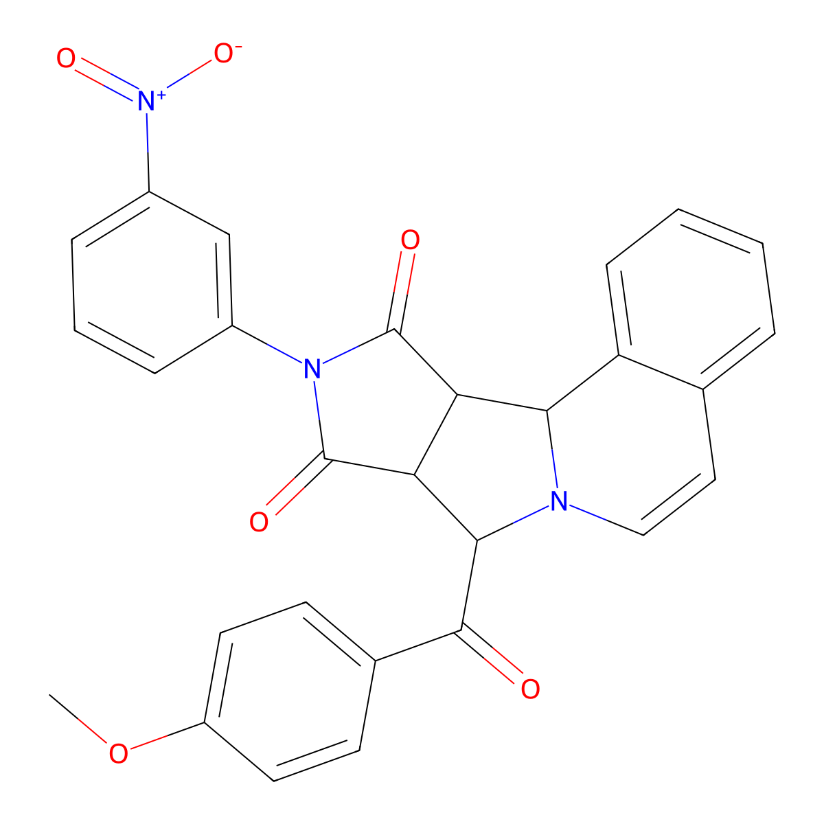 11-(4-Methoxybenzoyl)-14-(3-nitrophenyl)-10,14-diazatetracyclo[8.6.0.02,7.012,16]hexadeca-2,4,6,8-tetraene-13,15-dione molecular structure, CAS 1212311-51-7