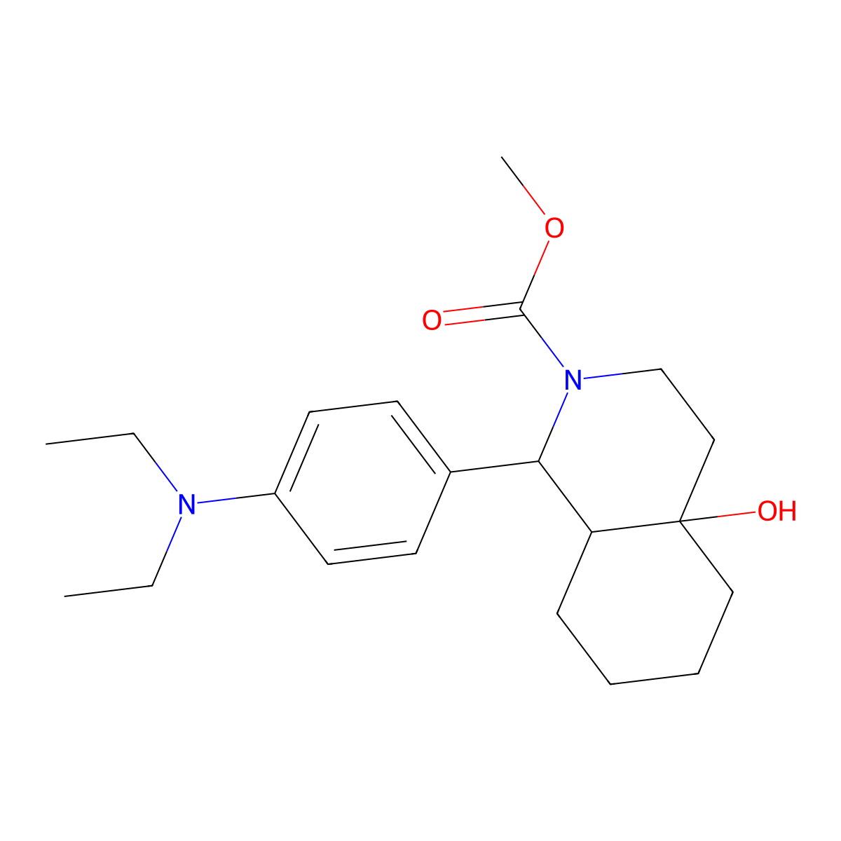 Methyl 1-[4-(diethylamino)phenyl]-4a-hydroxy-1,3,4,5,6,7,8,8a-octahydroisoquinoline-2-carboxylate molecular structure, CAS 1212312-73-6
